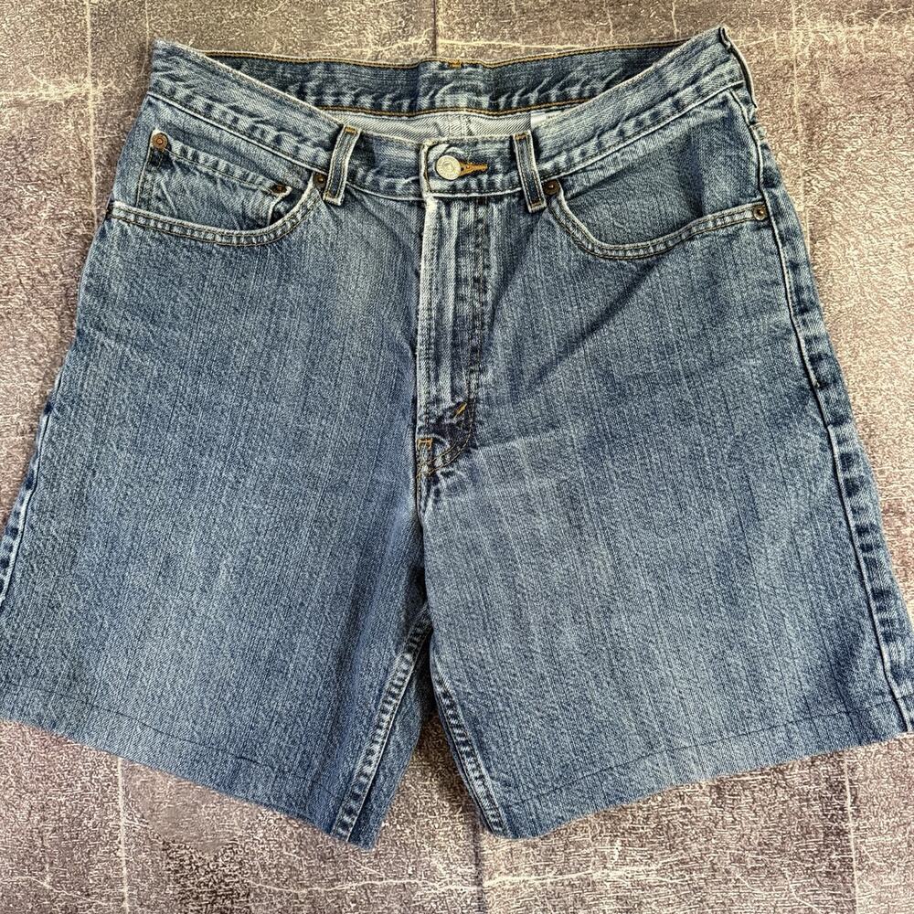 Men's Vintage Y2K Levi's Dark Blue 8" Baggy Denim Carpenter Jean Shorts Sz 32